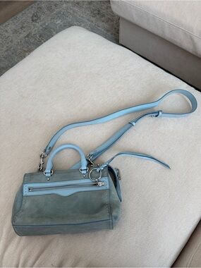 Rebecca Minkoff Light Blue Suede Crossbody with Adjustable Strap